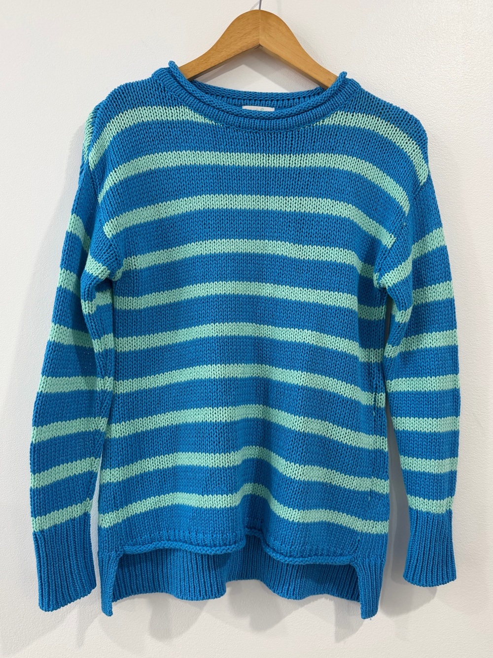 Hiho Stripe Chunky Knit Nautical Coastal Sweater Blue Size Small Cotton‎